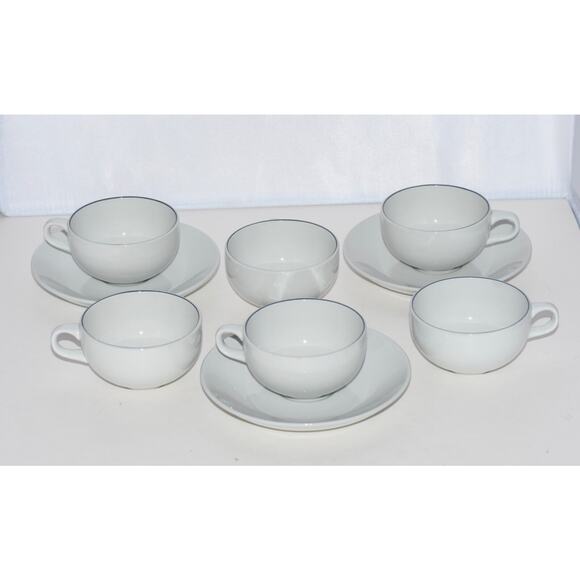 Royal Copenhagen Fajance 3042 Blue Line Porcelain Espresso Cup & Saucer 9pc
